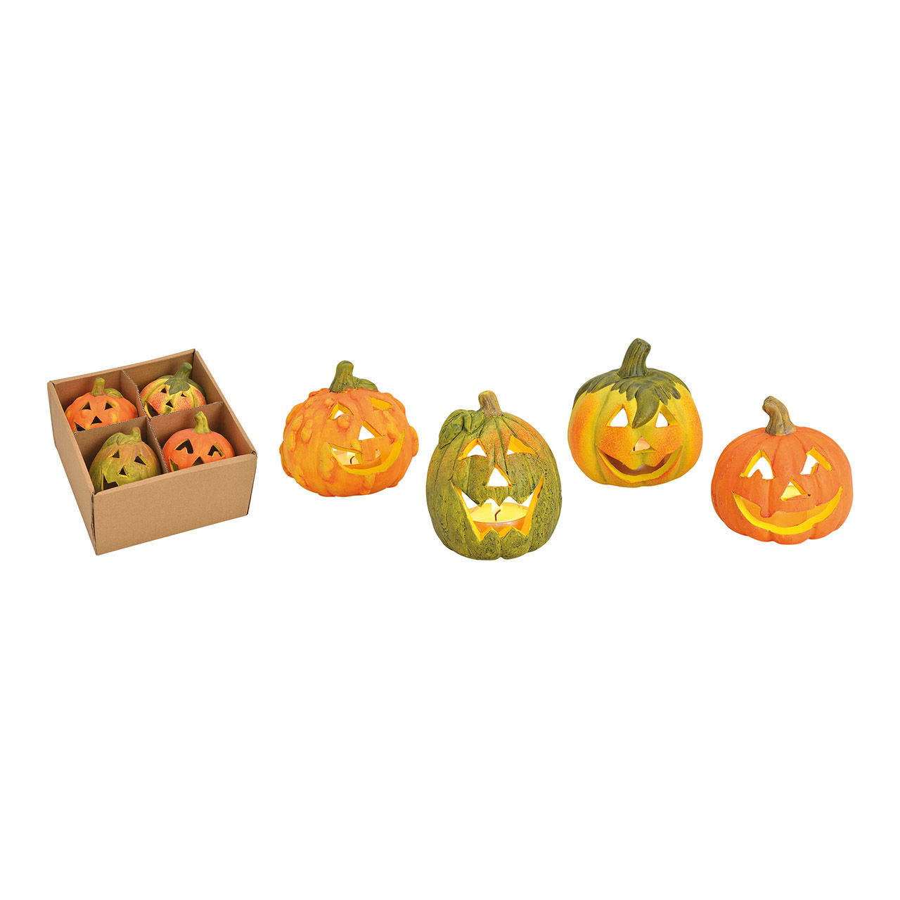 Pumpkin made of clay, 4 assorted, 8x8x8 cm