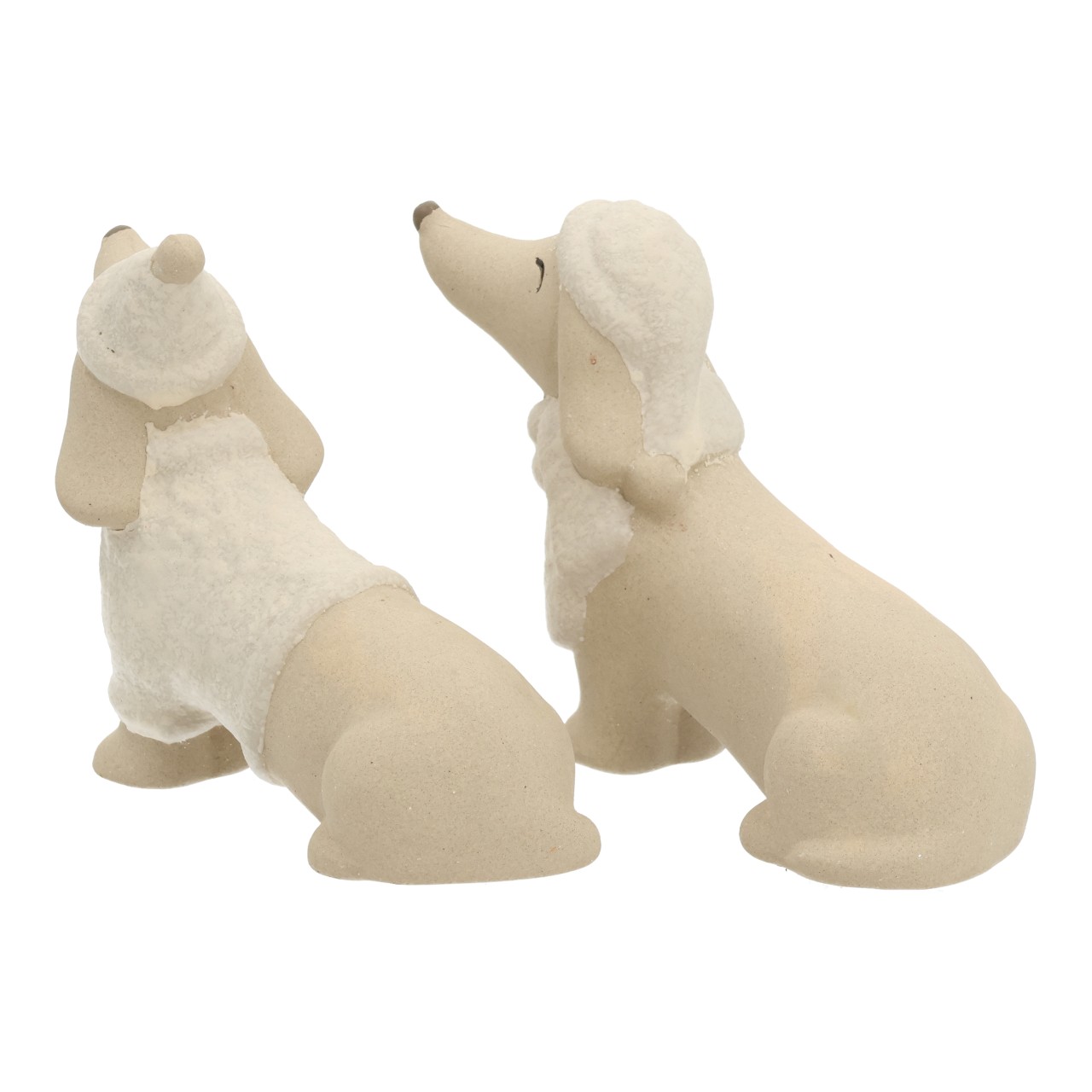 hund, figür, beige, keramisch, sitzend