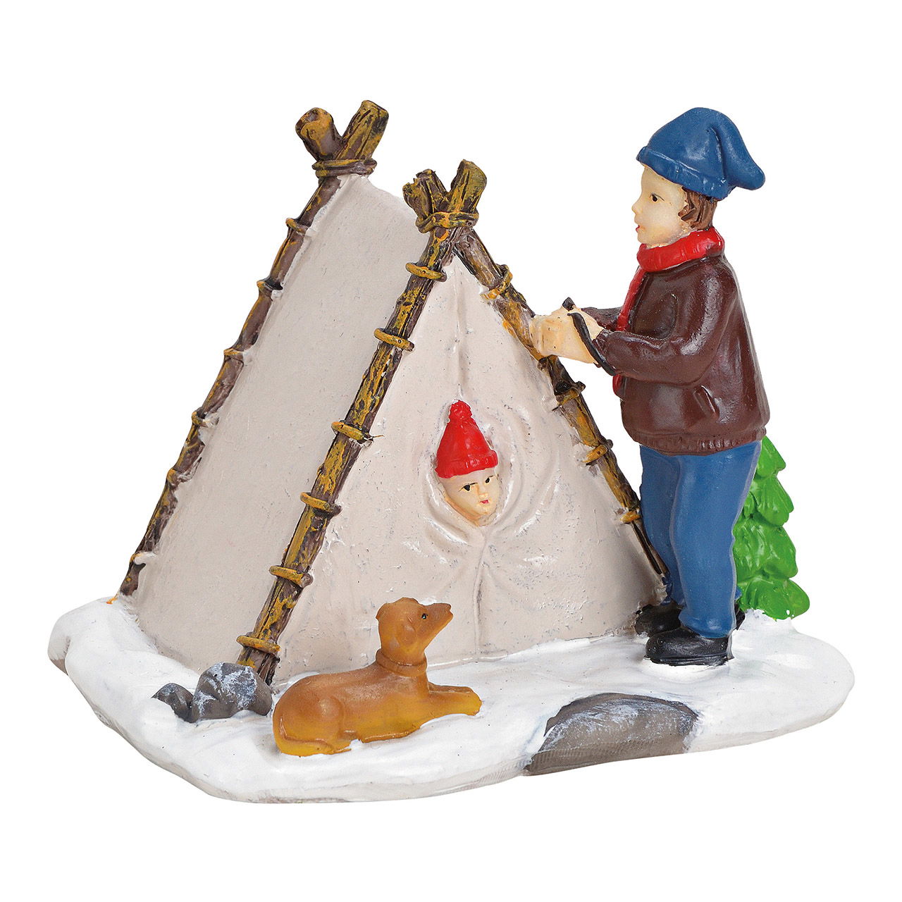 Miniatur Zelt im Schnee aus Poly Bunt (B/H/T) 9x7x7cm