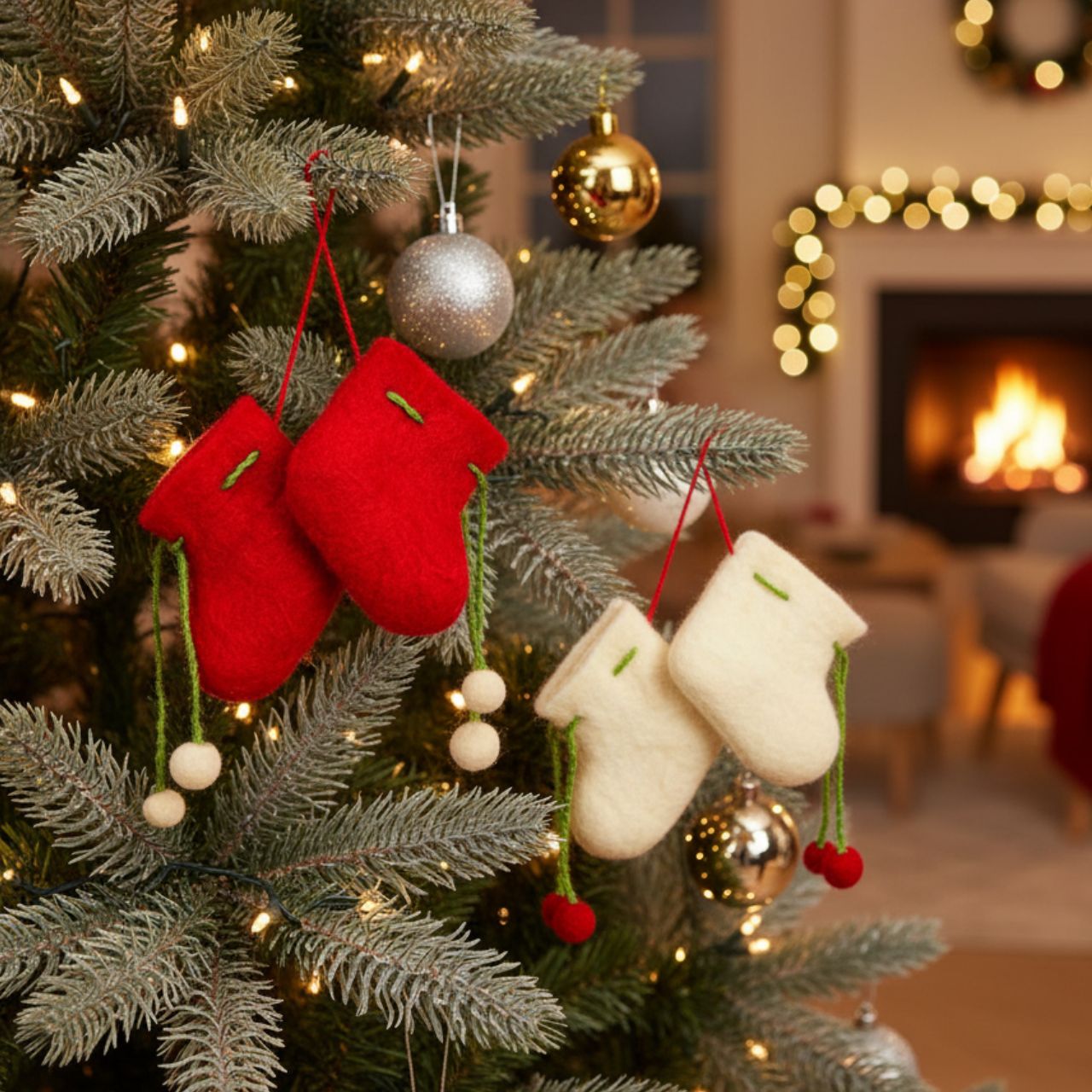 Suspension de Noël Botte de Noël en feutre, 2 fois, rouge (L/H/P) 9x7x4cm Bekleidung, Schuhwerk, Schuh
