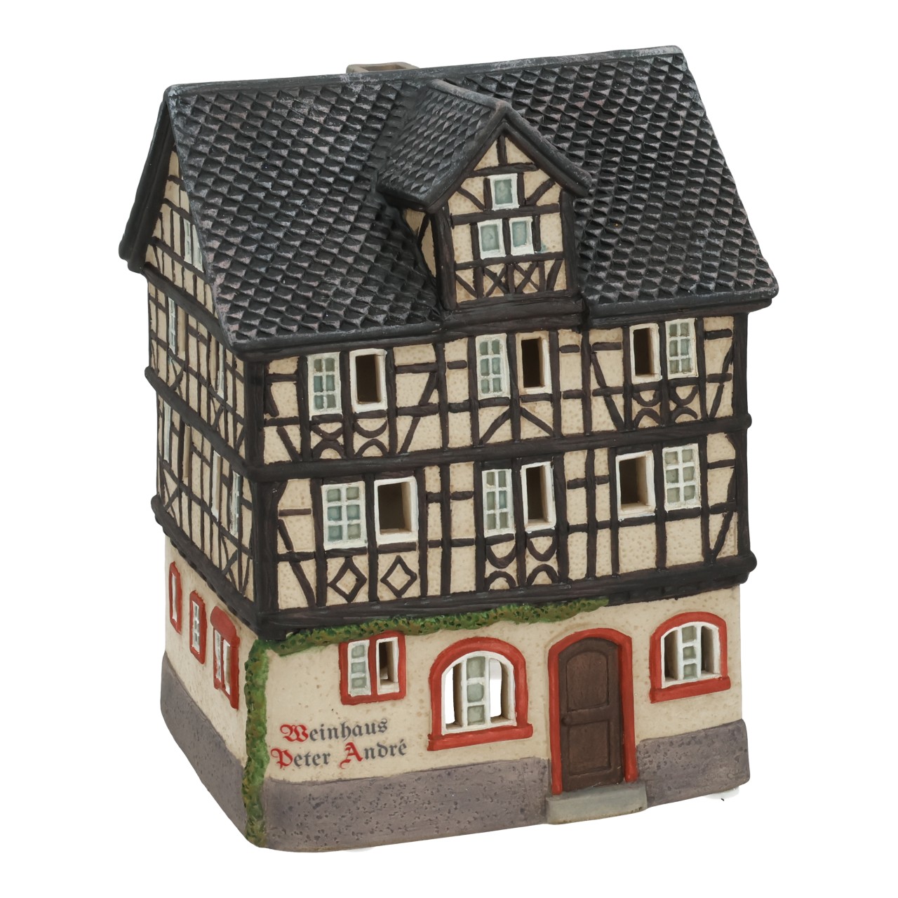 Miniaturhaus, Häusermodell, Fachwerkhaus, Porzellanfigur, Weinhaus Peters Andre