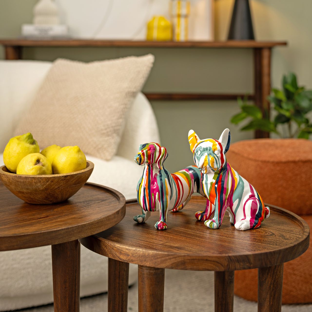 Figur Hund Dackel aus Poly, Bunt (B/H/T) 27x16x7cm Tabelle, Tischplatte, Obst, Produzieren, Innenarchitektur