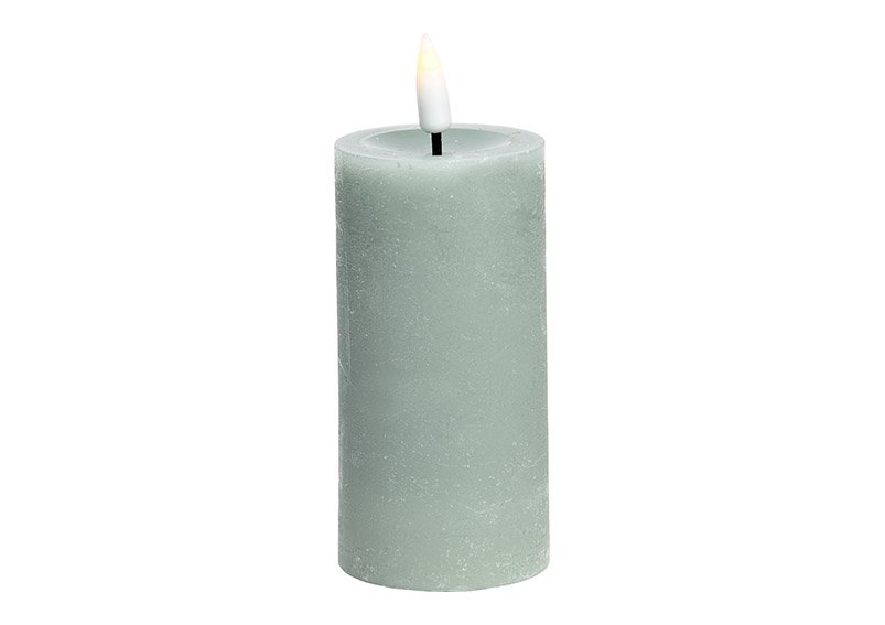 Candle LED with timer by remote control made of wax sage (W/H/D) 5x10x5cm