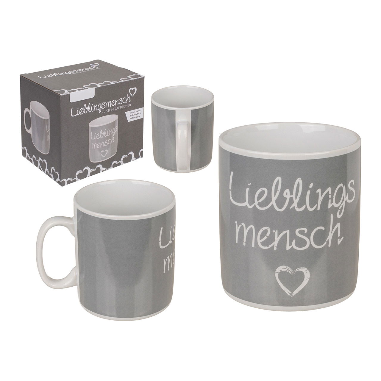 Becher Lieblingsmensch aus Keramik Grau (B/H/T) 12x11x9cm 330ml