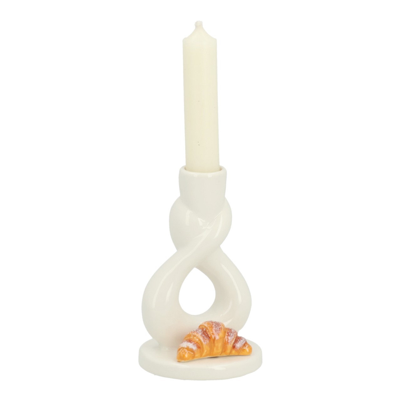 keramikfigur, gepolsterte form, weiße vase, croissant zubehör, dekoratives skulptur