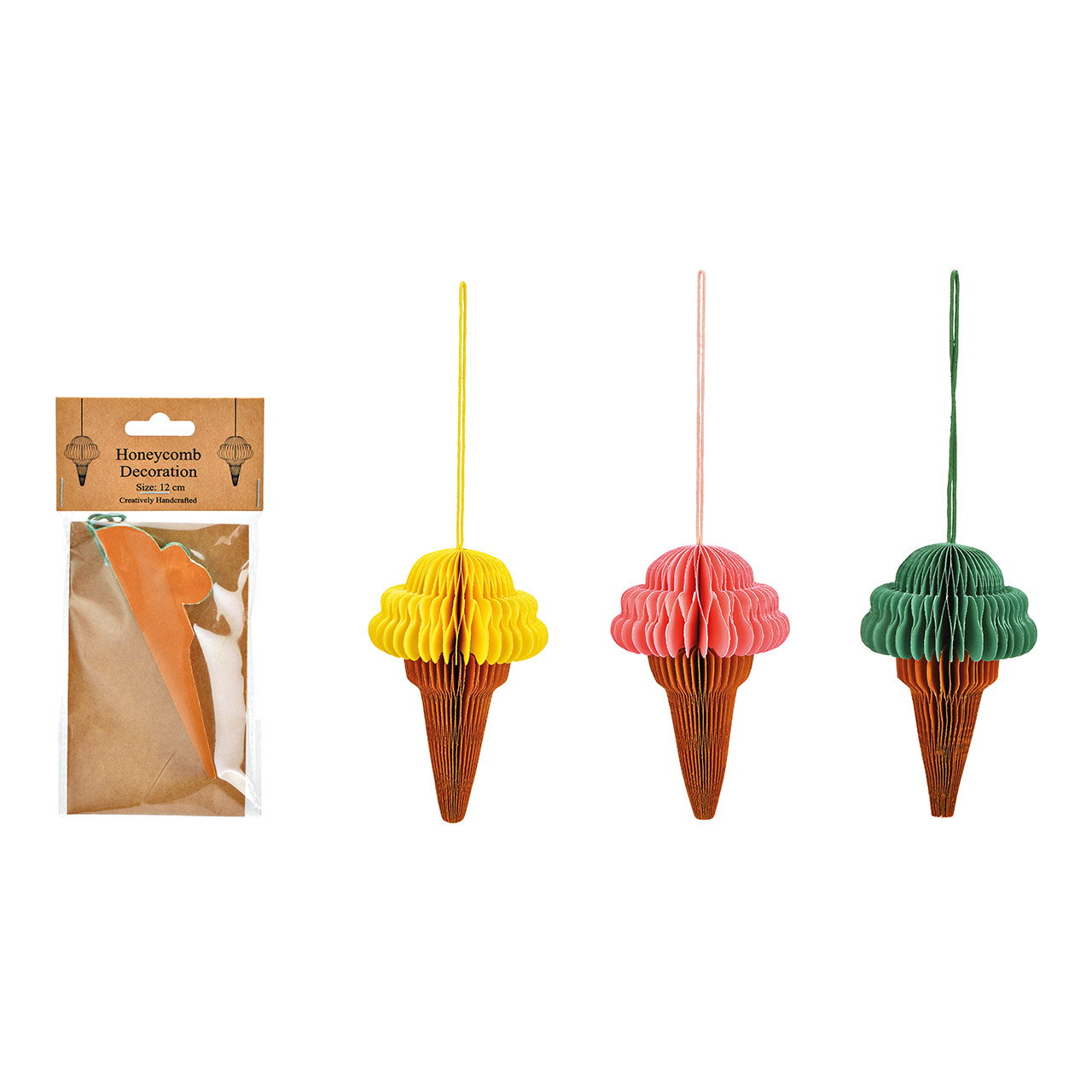 dessert, ice cream, ice cream cone, paper decoration, honeycomb decoration