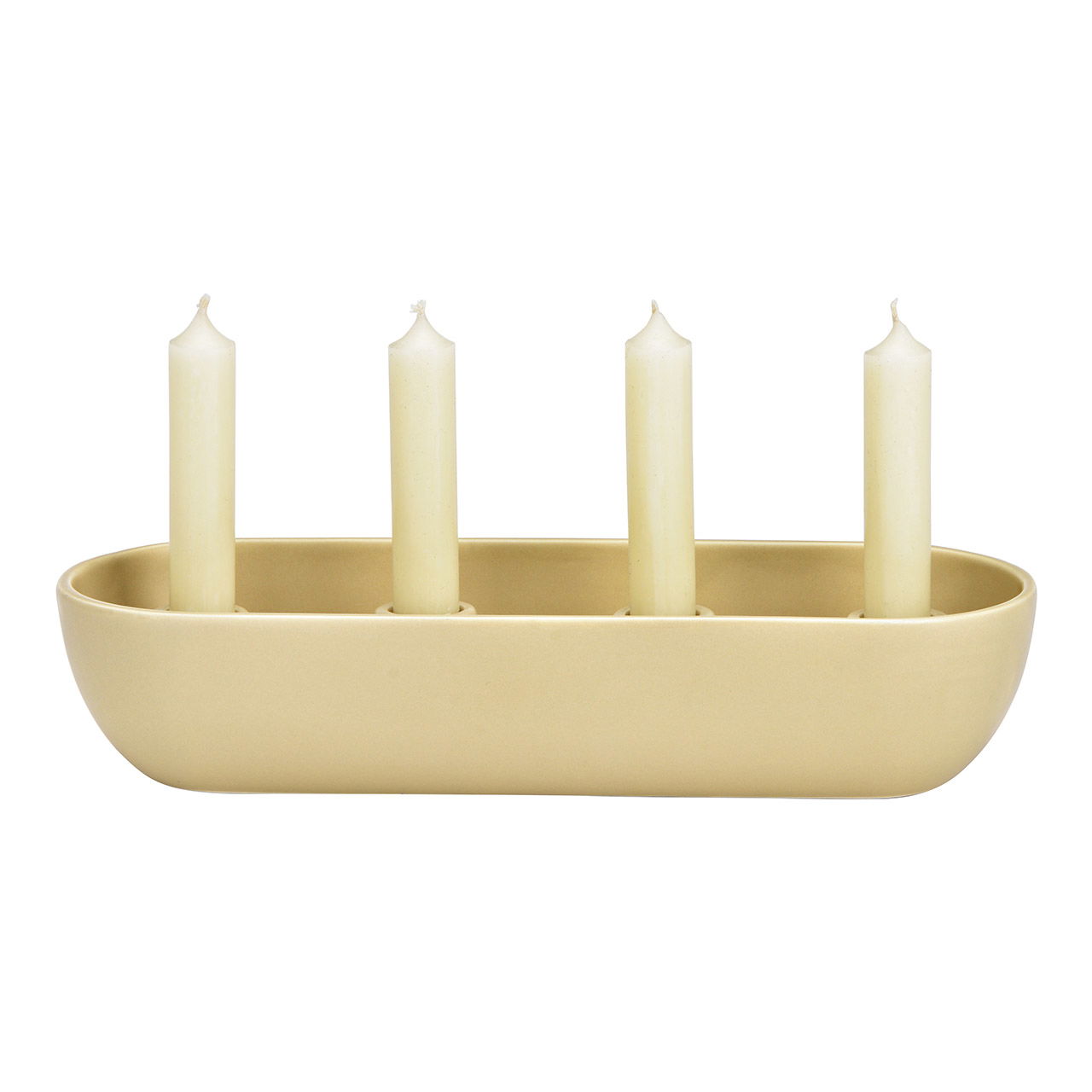 Advent arrangement, candle holder made of porcelain beige (W/H/D) 31x7x12cm