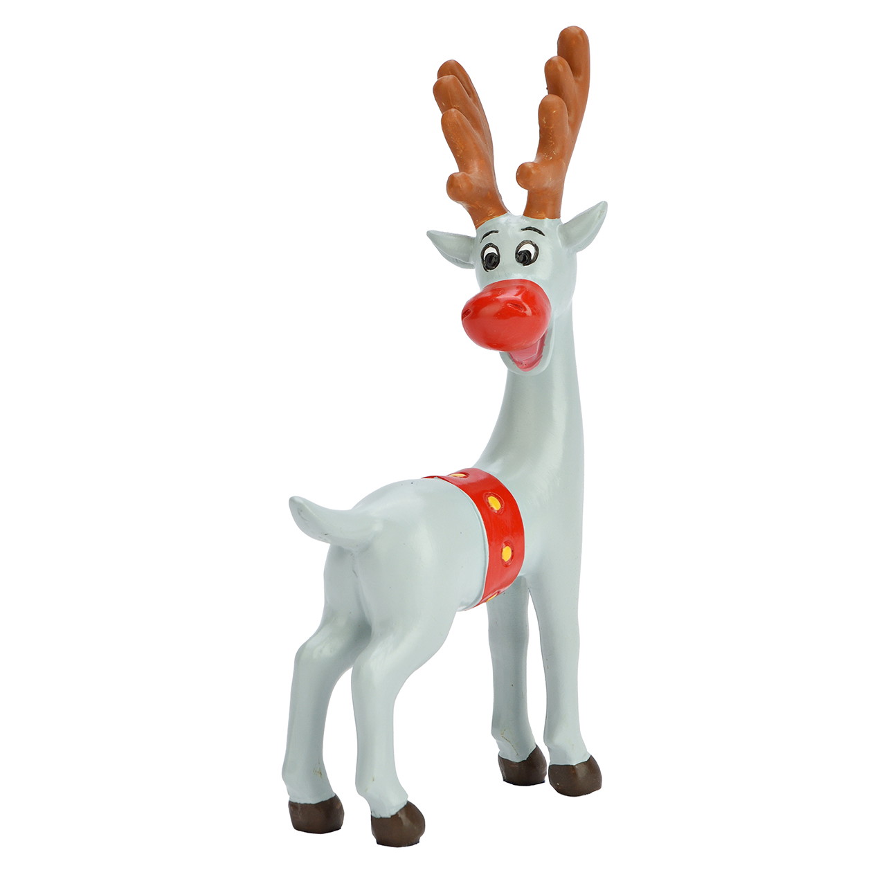 Babbo Natale & Co. KG Rudy in polietilene, grigio (L/H/D) 5x10x5cm Figur, Rentier, Geweih, Rotes Halsband, Plastik