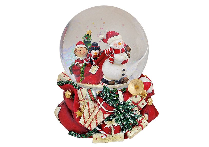 Music box/waterball snow man poly 15cm