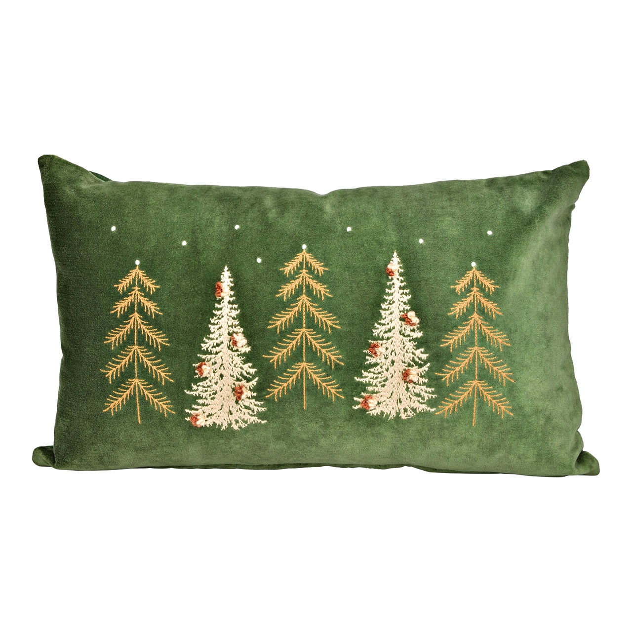 Kissenbezug gestickt mit Tannenbaum aus Baumwolle, Grün (B/H) 30x50cm Kissen, Dekoration für Zuhause