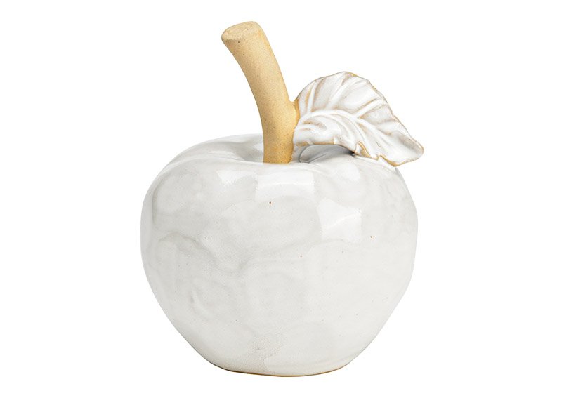 Apfel aus Keramik beige, weiß (B/H/T) 11x14x11cm