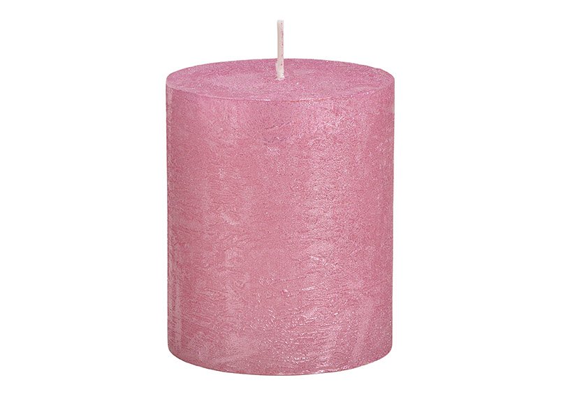 Candle shimmer finish, wax, pink (W/H/D) 10x12x10cm