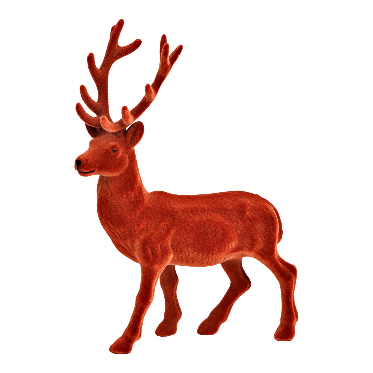 Deer flocked from plastic, red (W/H/D) 21x29x8cm