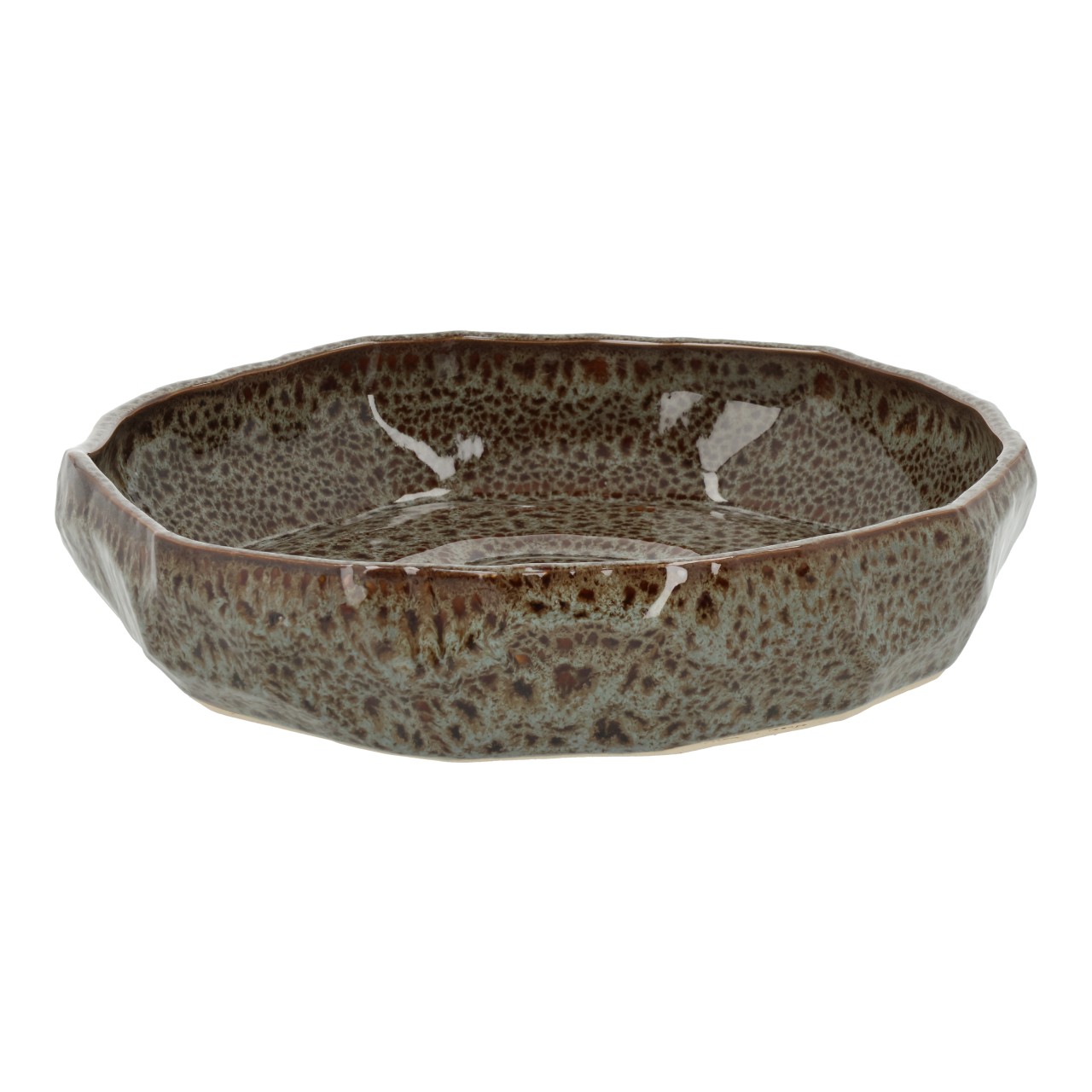 Piatto decorativo in terracotta marrone (L/H/D) 26x5x26cm Schale, Suppenschüssel, Porzellan, Töpferei, Mahlzeit