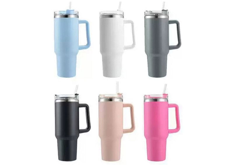 Thermo mug to go with straw 1182ml, made of metal colorful 6-fold, (W/H/D) 10x28x10cm