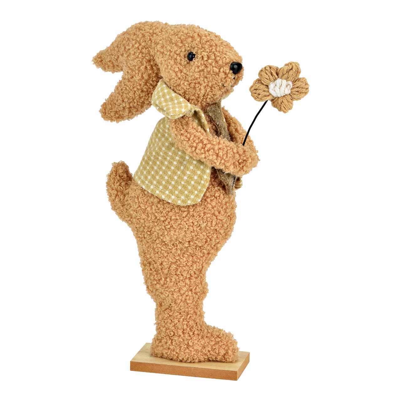Hase mit Blume aus Textil/Holz, Braun (B/H/T) 18x30x5cm