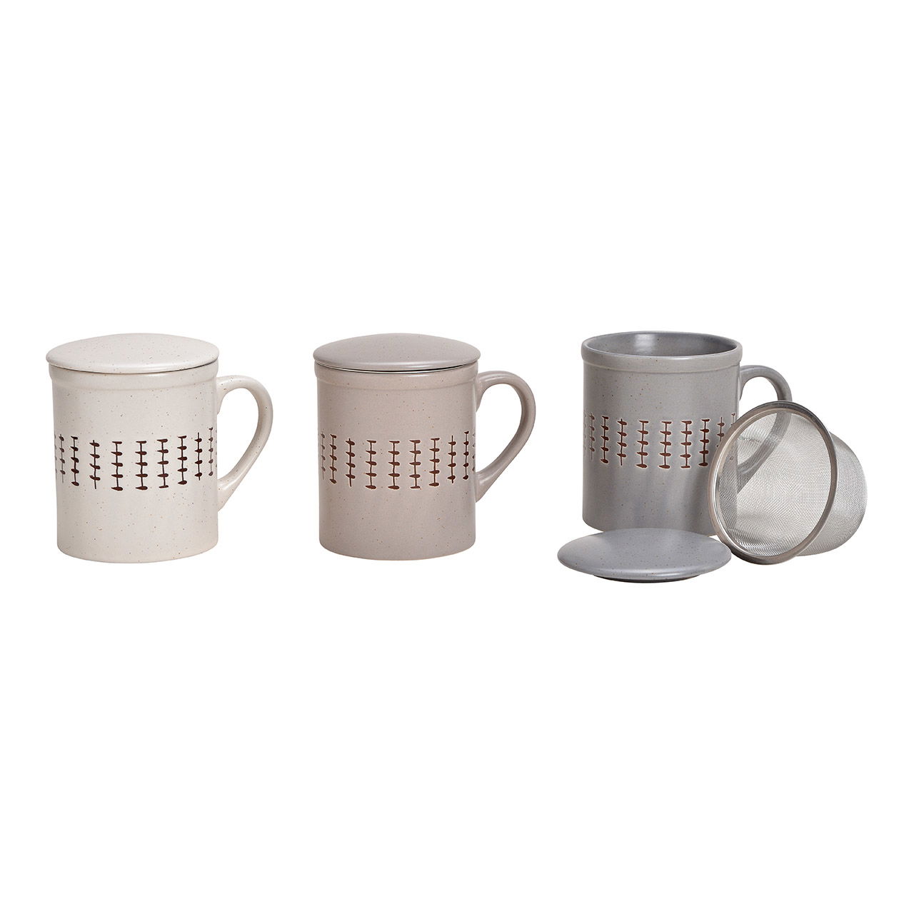 Tea mug with lid and metal strainer made of stoneware Colorful 3-fold, (W/H/D) 11x9x8cm 340ml Tea mug with lid and metal strainer made of stoneware Colorful 3-fold, (W/H/D) 11x9x8cm 340ml