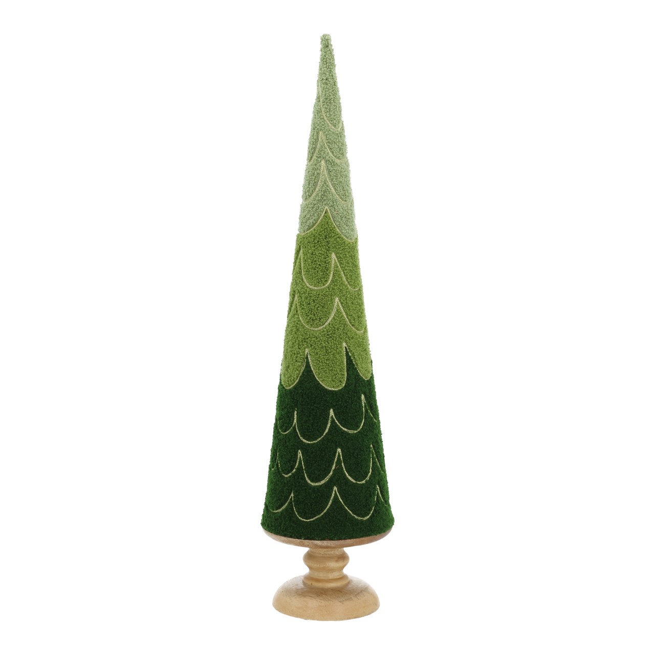 Sapin en bois de manguier/textile vert (L/H/P) 12x54x12cm