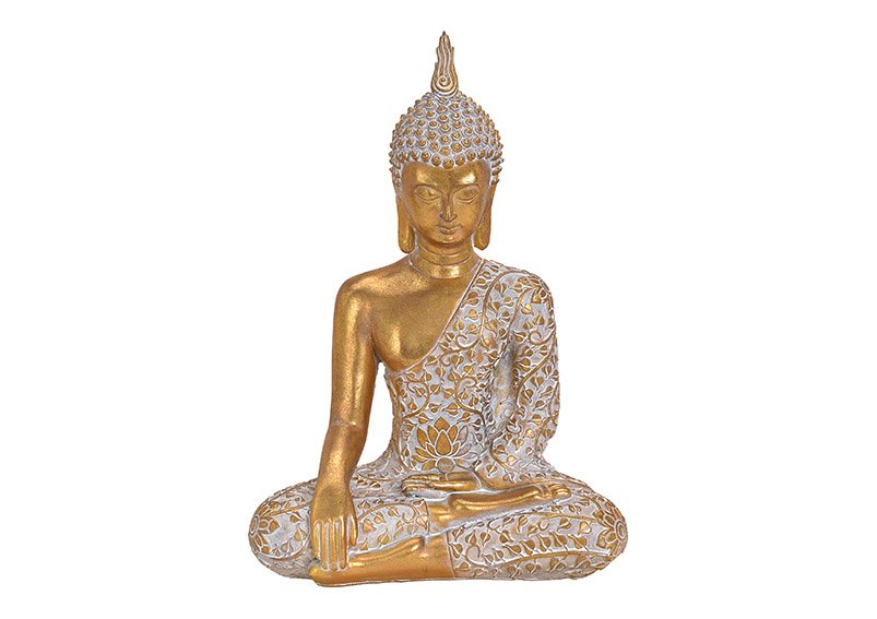 Buddha aus Poly Gold (B/H/T) 22x32x14cm