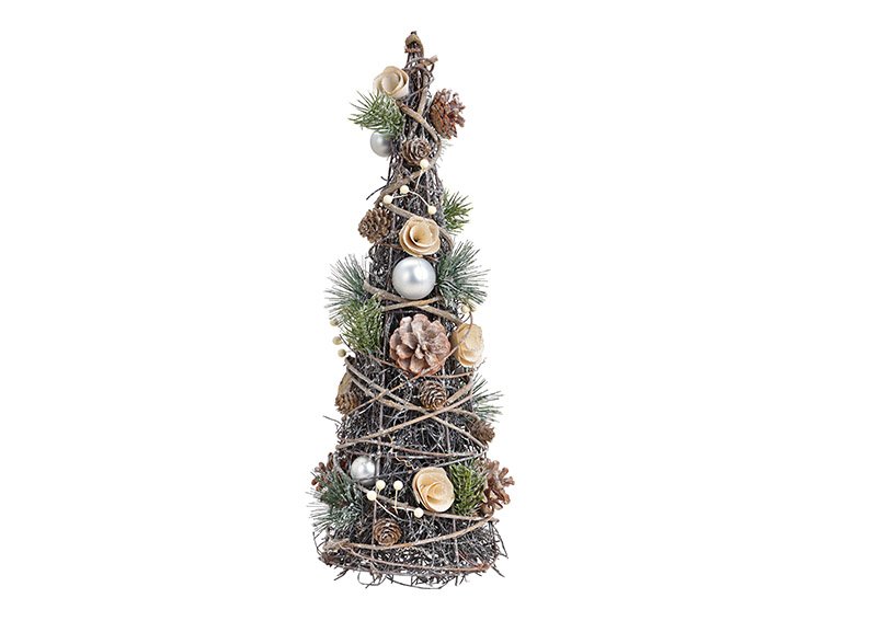 Christmas tree made of wood, plastic white, silver (w / h / d) 16x48x16cm