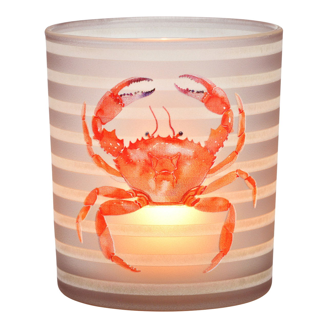 Photophore Maritim, décor crabe en verre, rose/rose (L/H/P) 9x10x9cm