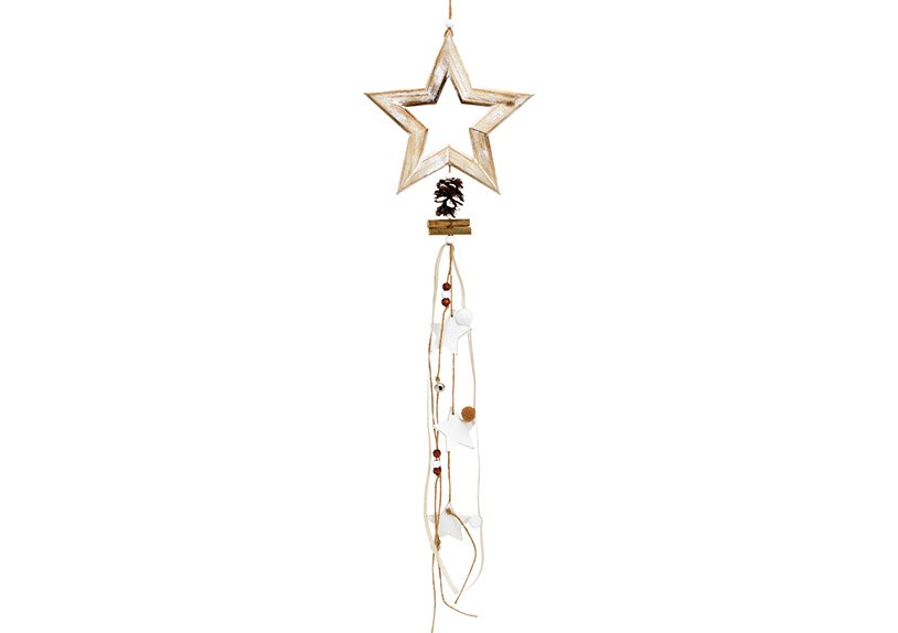 Estrella de suspensión, madera blanca (c/h/d) 19x65x4cm