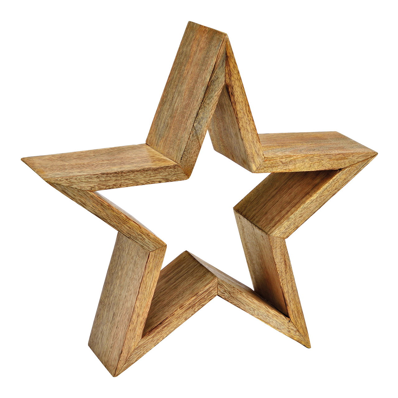 Naturel mangohouten sterstandaard (B/H/D) 34x33x9cm Holzstern, Stern aus Holz, Holzdeko, Dekostern, Deko-Star