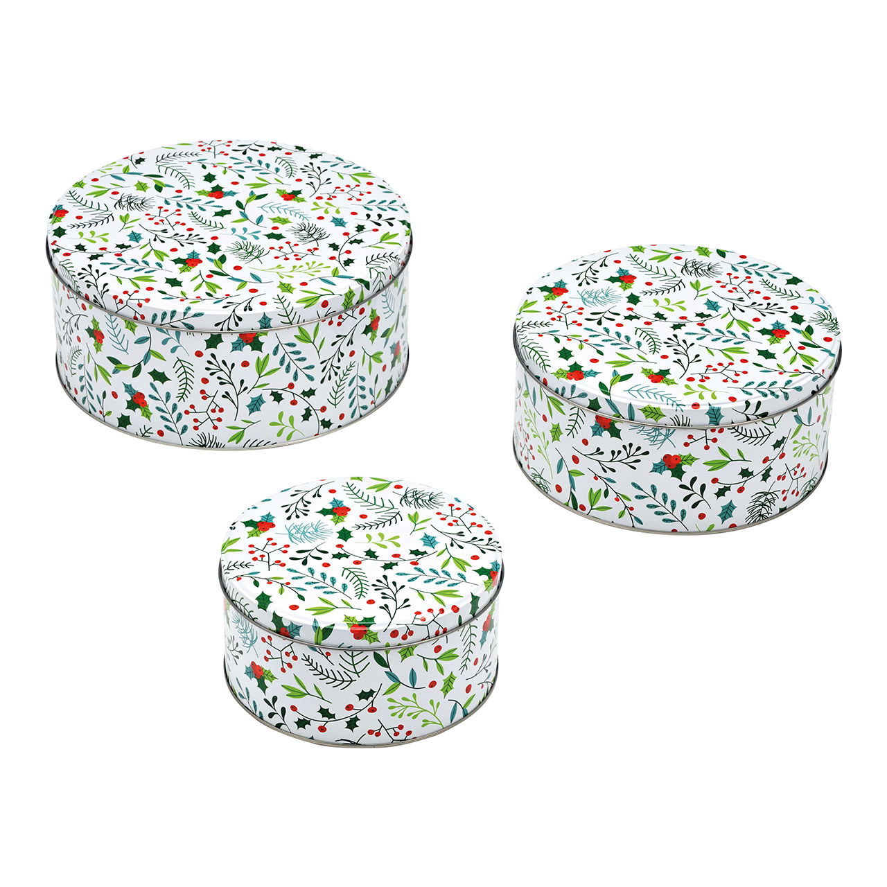 Set di 3 decorazioni per piante natalizie in metallo bianco (L/A/D) 19x8x19cm, 16x7,5x16cm, 13x7x13cm