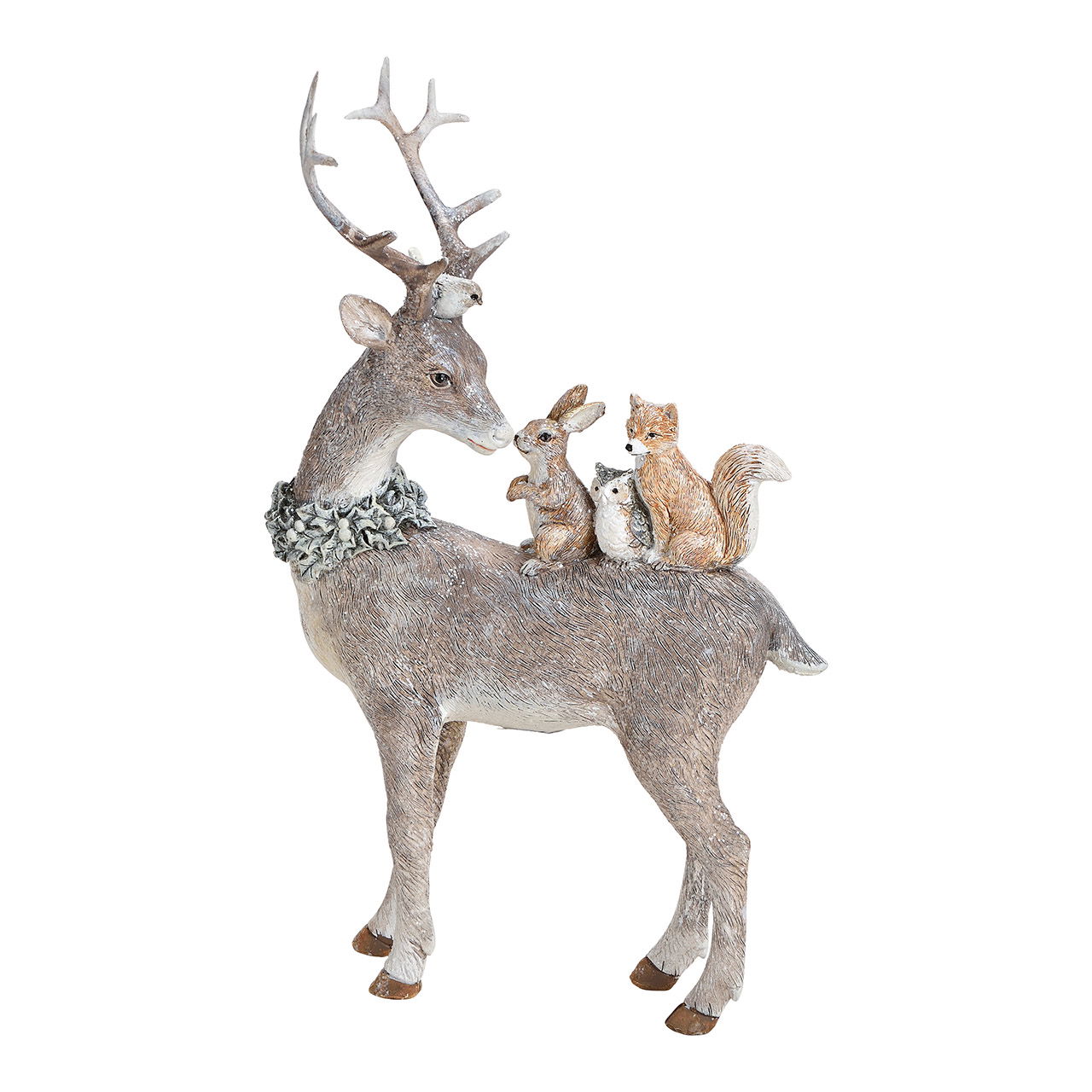 Hirsch aus Poly Grau (B/H/T) 16x26x5cm Hirsch, Wildtiere, Geweih, Elch, Antilope