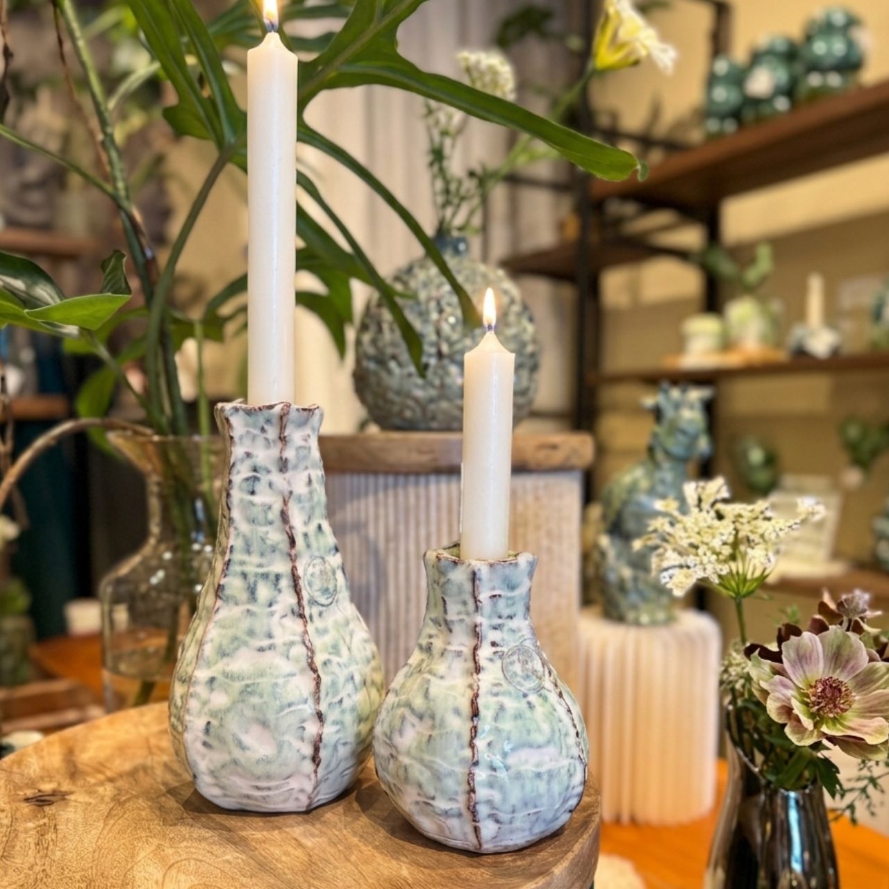 Kerzenhalter, Vase, Kerzen, Porzellan, Deko-Set