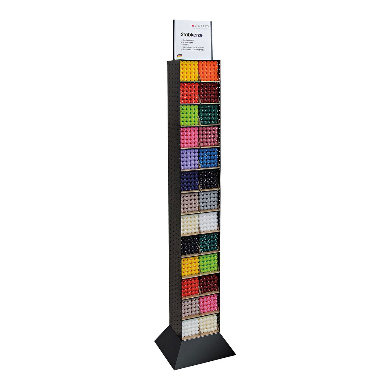 Espositore a torre per candele in metallo, senza candele, nero (L/H/D) 38x188x38cm