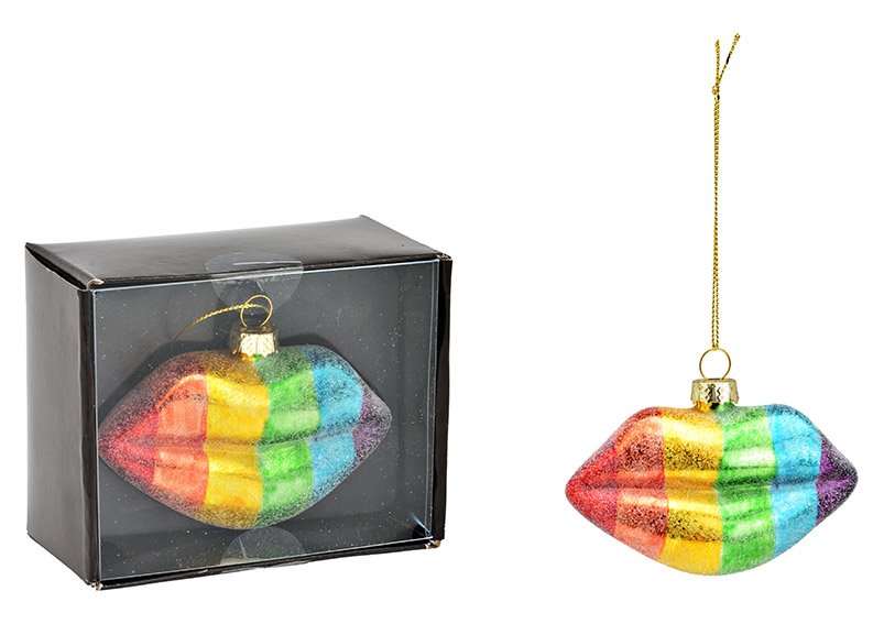 Christmas hanger lips of glass colorful (W/H/D) 9x5x4cm