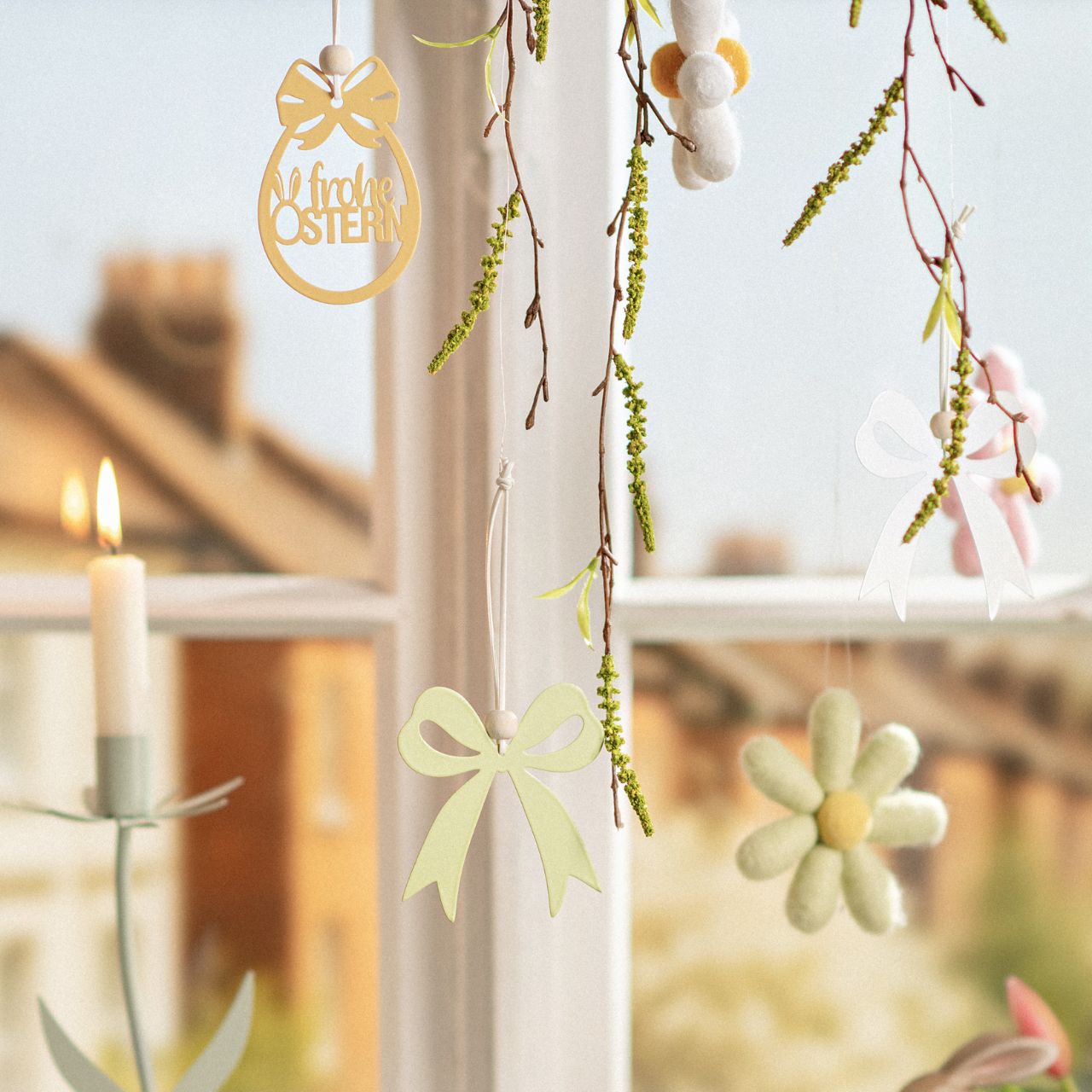 Hänger Schleife aus Metall, 3-fach, Gelb/Grün/Weiß (B/H) 8x9cm Hänger Schleife aus Metall, 3-fach, Gelb/Grün/Weiß (B/H) 8x9cm