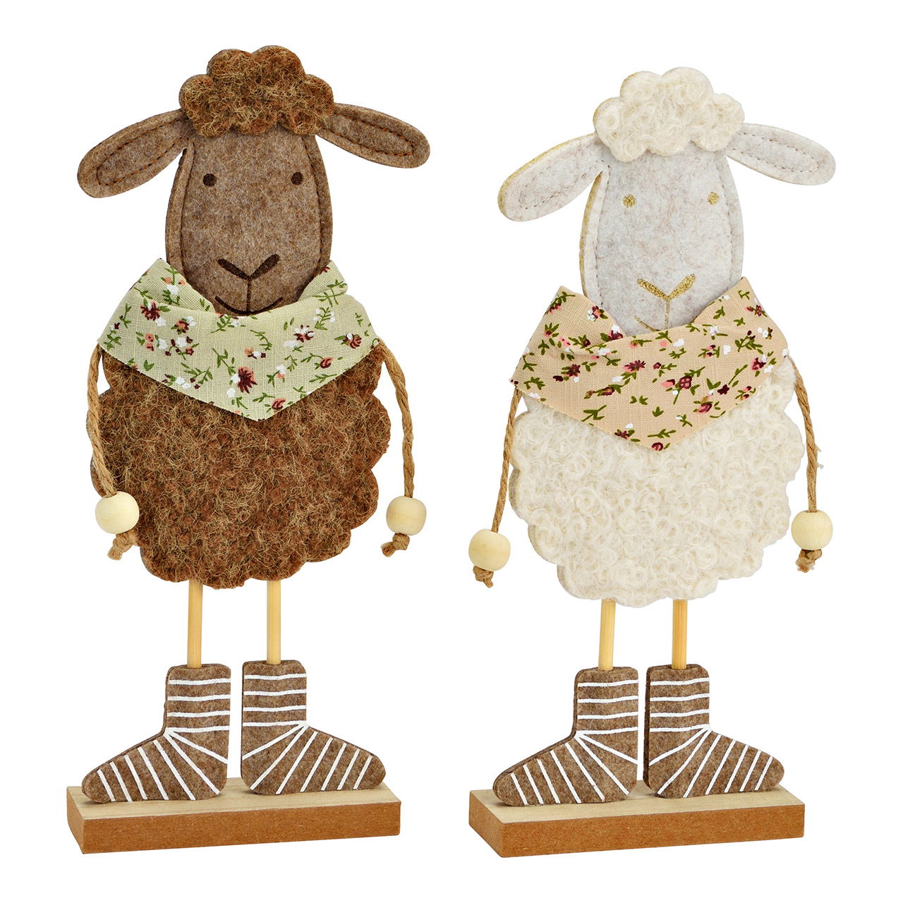 Schaf mit Halstuch aus Filz, 2-fach, Braun/Weiß (B/H/T) 11x26x4cm Plüsch, Spielzeug