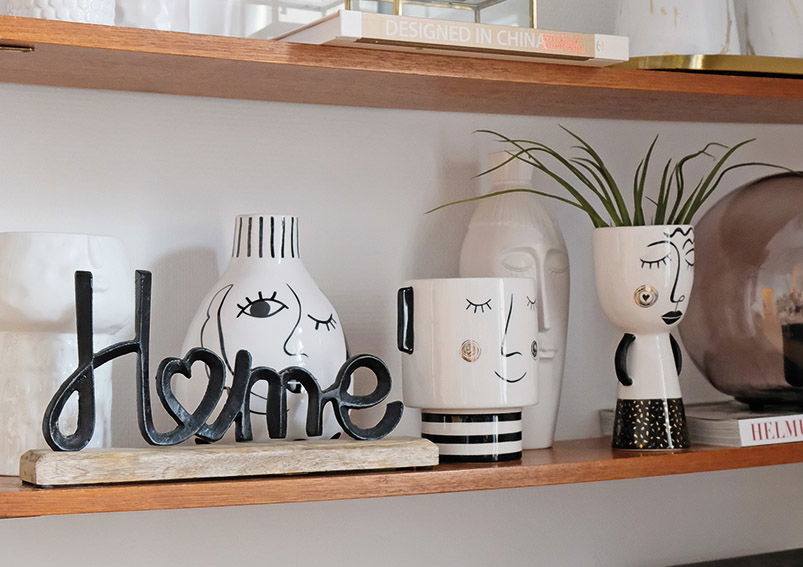 Vase Frau aus Keramik Schwarz, weiß (B/H/T) 9x20x9cm Regal, Pflanze, Töpferei