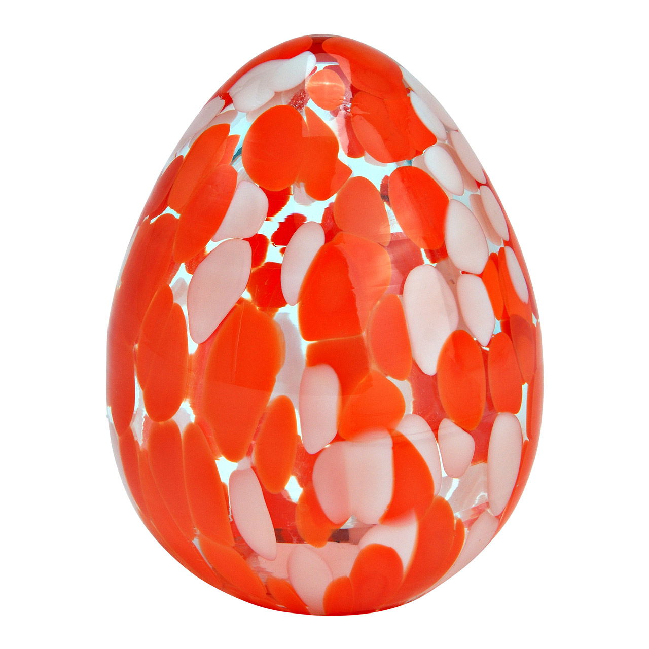 Osterei mit Punkten aus Glas, Orange (B/H/T) 6x9x6cm Osterei mit Punkten aus Glas, Orange (B/H/T) 6x9x6cm