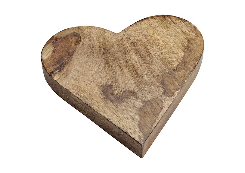 Heart mango wood, brown, (w/h/d) 26x3x26cm