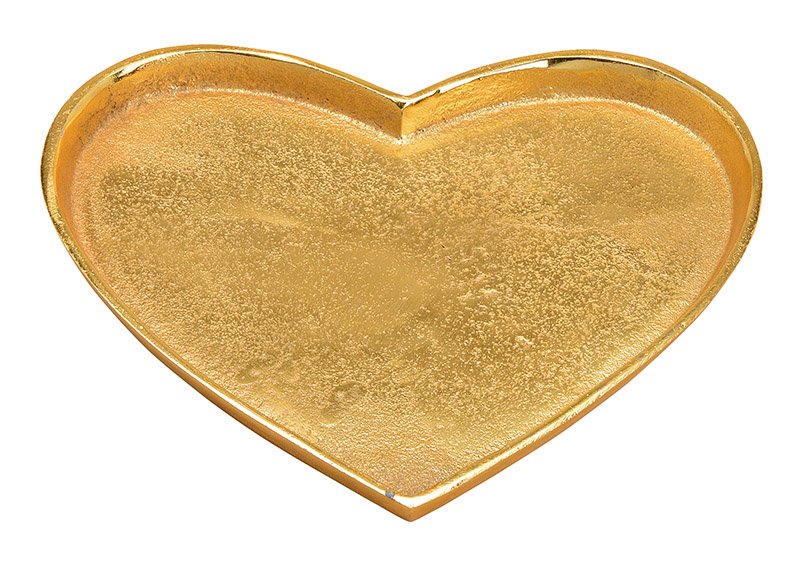 Placa en forma de corazón, metal, oro (c/h/d) 23x2x21cm