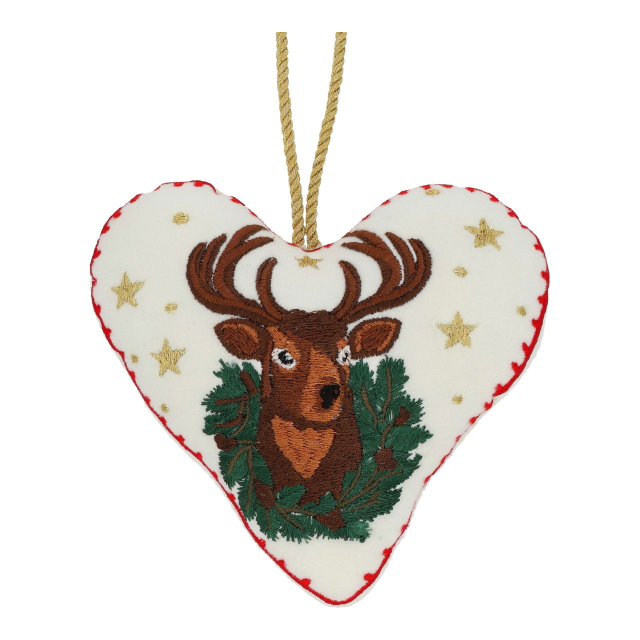 Hänger Herz Hirsch aus Textil Weiß (B/H/T) 14x13x5cm Tier, Hirsch, Säugetier, Tierwelt, Zubehör