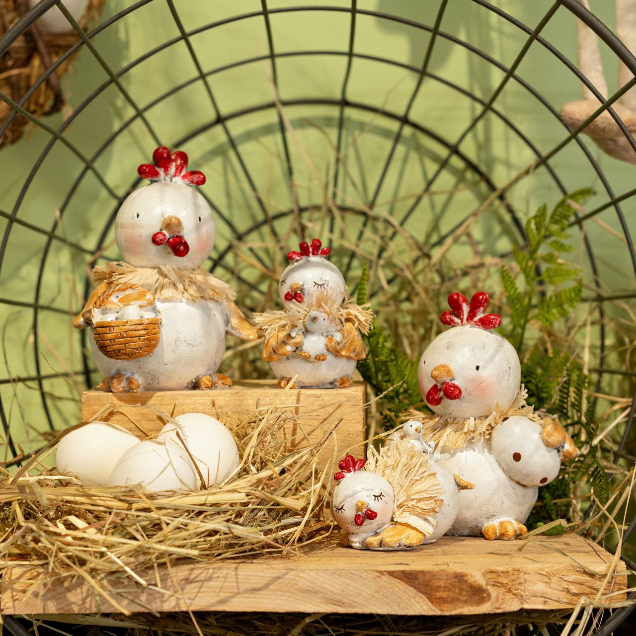 Poulet en poly blanc 2 fois, (L/H/P) 10x12x10cm Poulet en poly blanc 2 fois, (L/H/P) 10x12x10cm