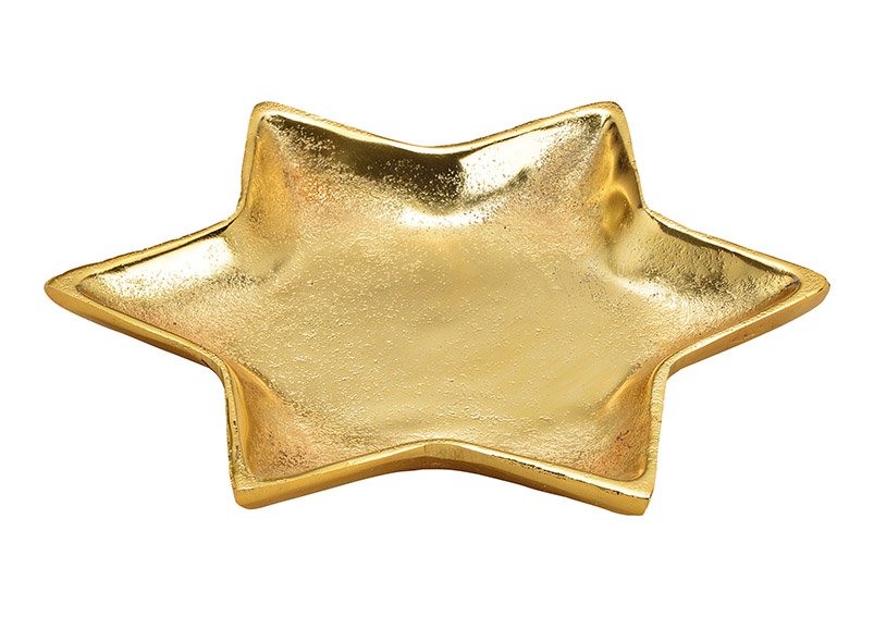 Star-vormige plaat van goud metaal (w/h/d) 21x21x2cm