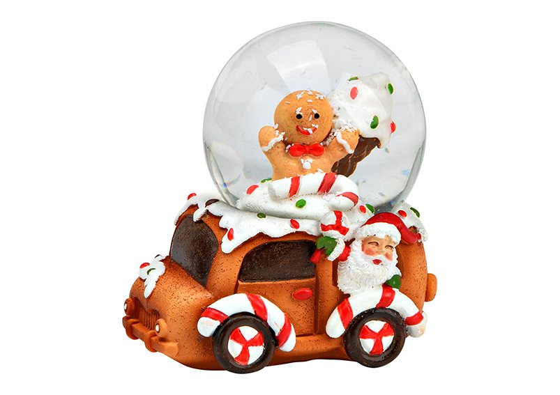 Globo di neve figura di pan di zenzero motivo natalizio in poli/vetro colorato (L/H/D) 6x7x5cm