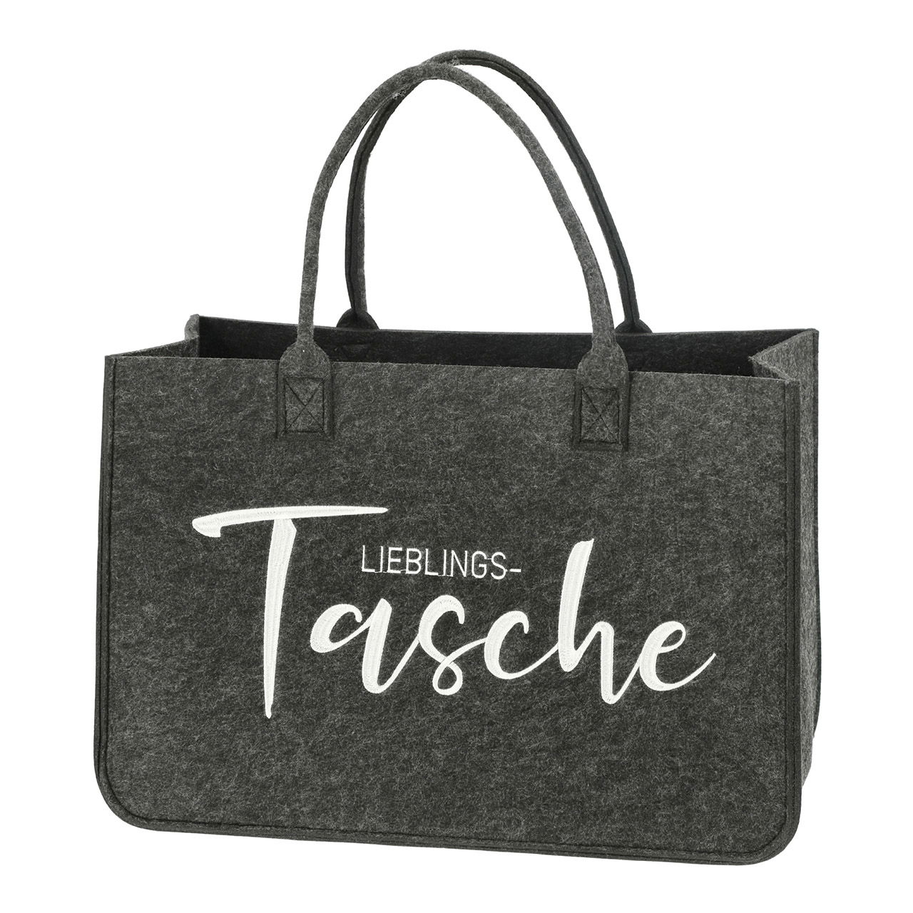 Borsa Lieblingstasche ricamo in feltro grigio (L/H/D) 49x34x27cm