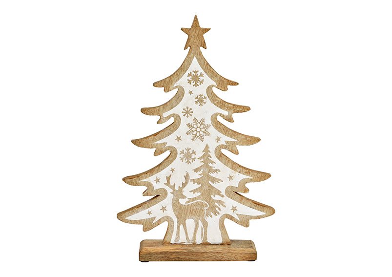 Soporte para árbol de Navidad de madera de mango natural (A/A/P) 25x37x5cm