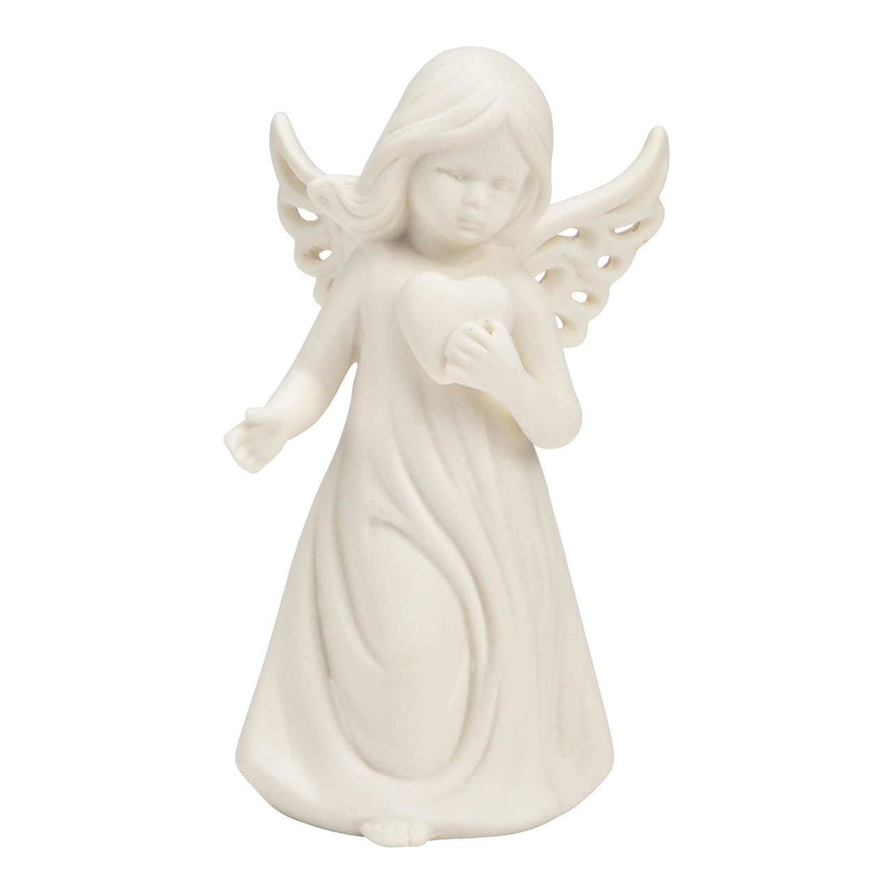 Angel with heart made of porcelain white (W/H/D) 7x10x6cm