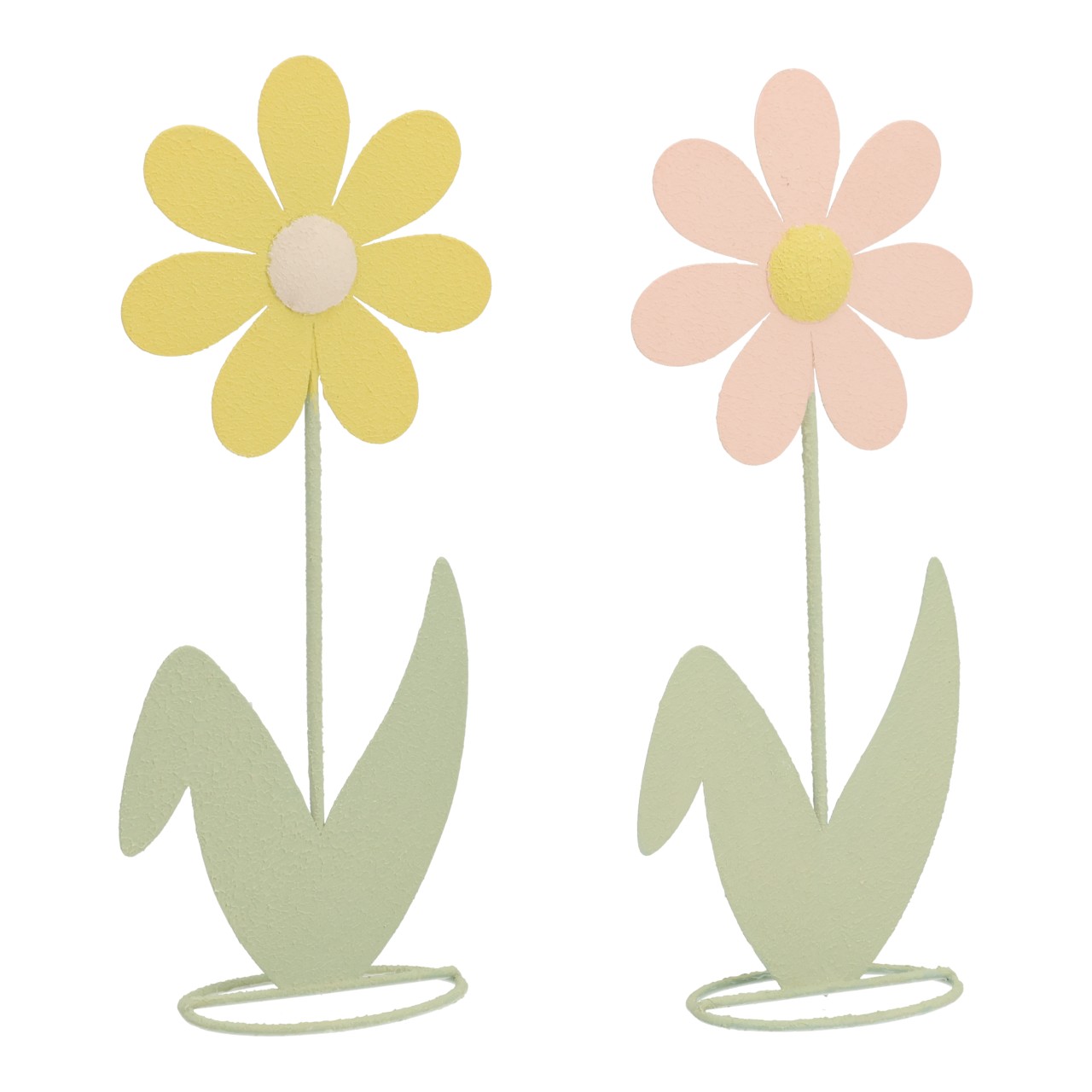 Blume aus Metall Gelb/Rosa 2-fach sortiert (B/H/T) 10x25x5cm blume, deko, metallfigur, gelb, rosa