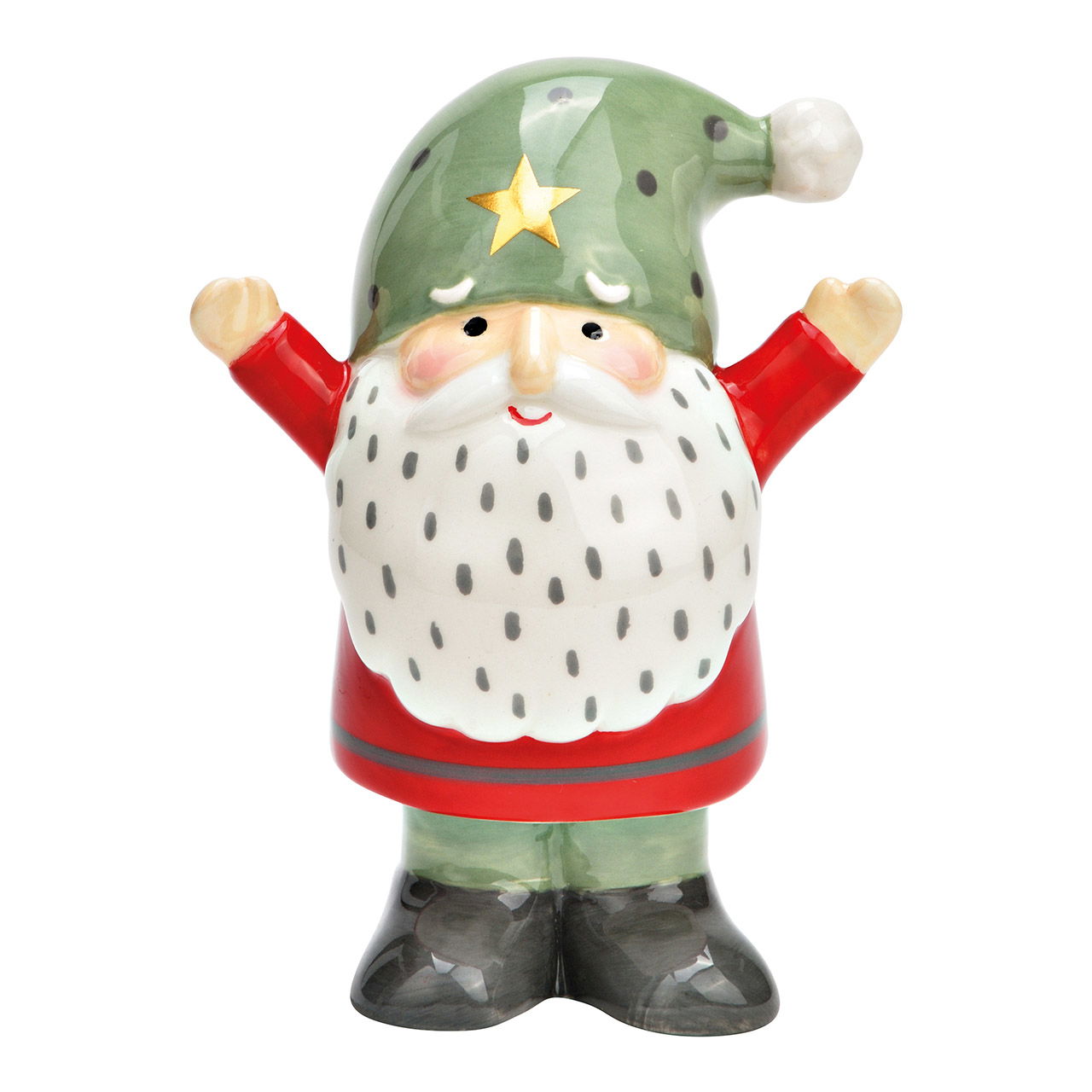 Babbo Natale in ceramica rossa, verde (L/H/D) 9x11x6cm