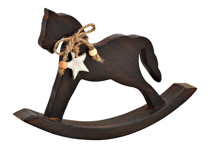 Cavallo a dondolo in legno di mango marrone (L/H/D) 23x16x3cm