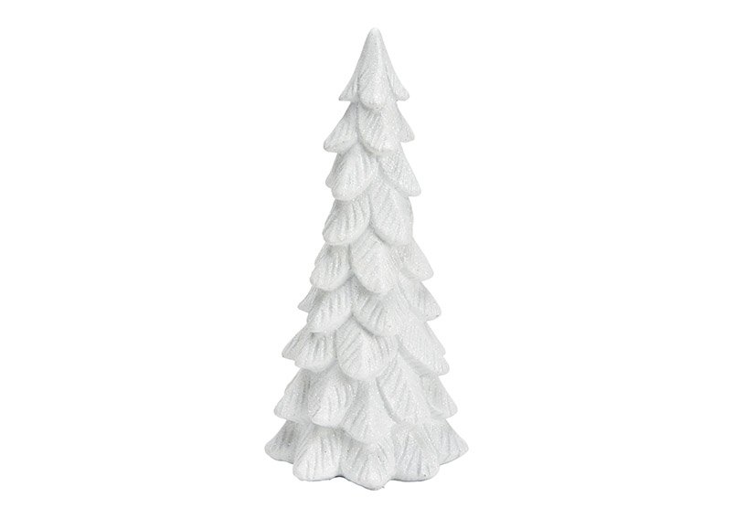 Tannenbaum mit Glitter aus Poly weiß (B/H/T) 8x20x8cm