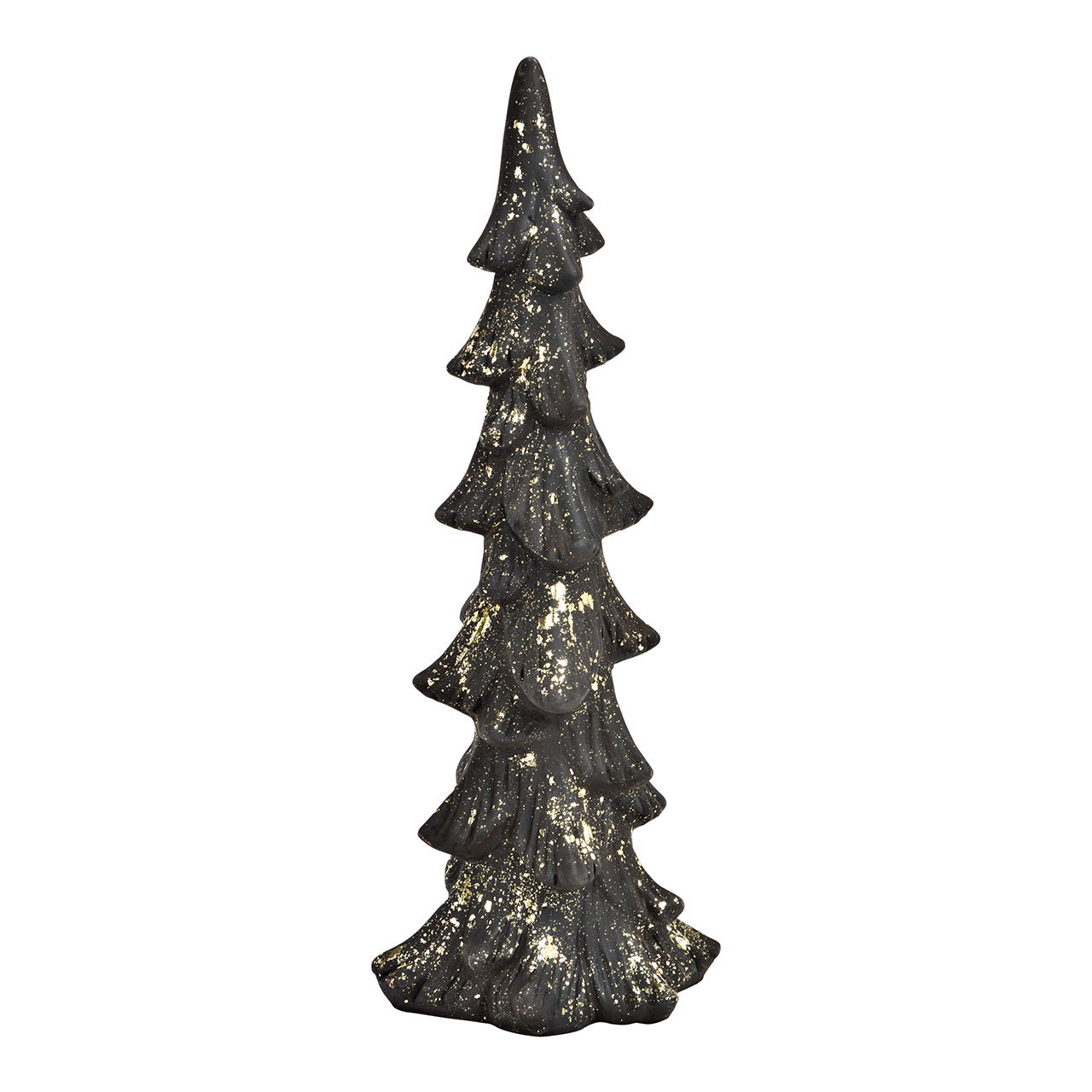 Clay fir tree black, gold (W/H/D) 14x37x11cm